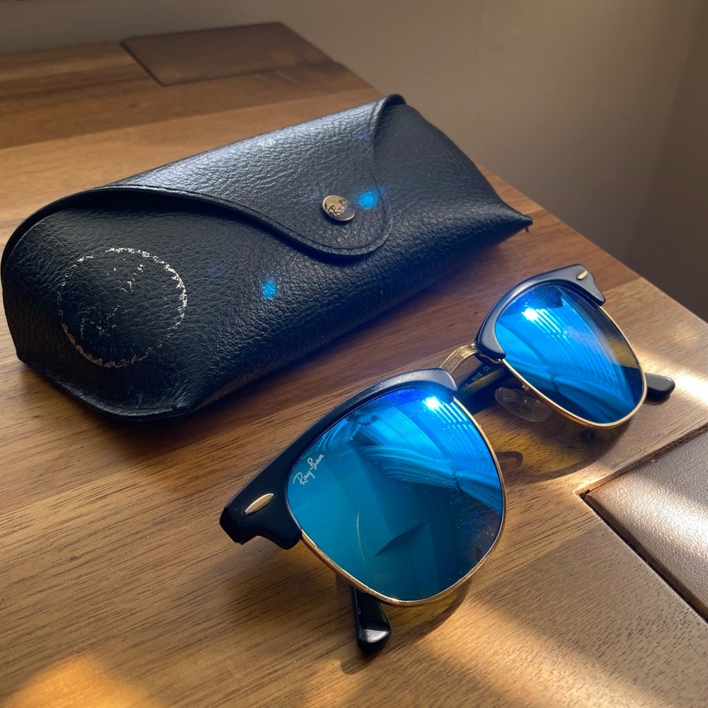 Ray Ban - Clubmaster Flash Blue Lenses Sunglasses w/ case